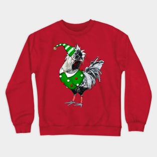 Silver Laced Polish Rooster Dressed As Elf With Leg Warmers Crewneck Sweatshirt